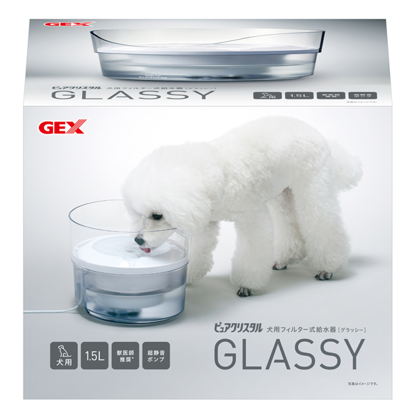 GEX GLASSY 狗用透明飲水機 (白色) 1.5L