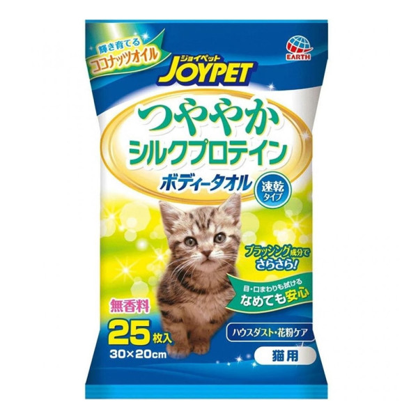 JOYPET 貓用蠶絲蛋白快乾型濕紙巾 25枚